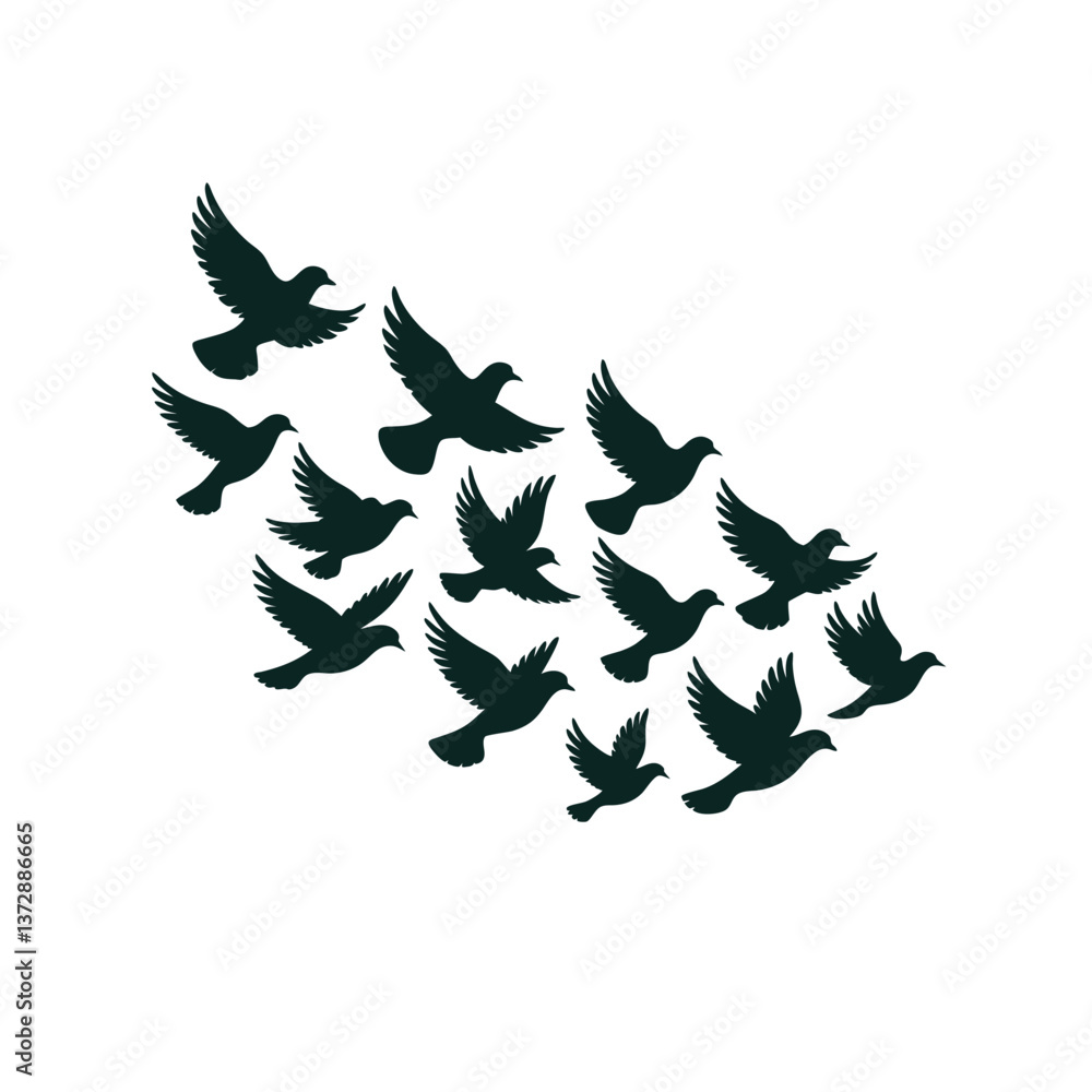 Obraz premium Flying bird silhouette. Bird silhouette vector illustration