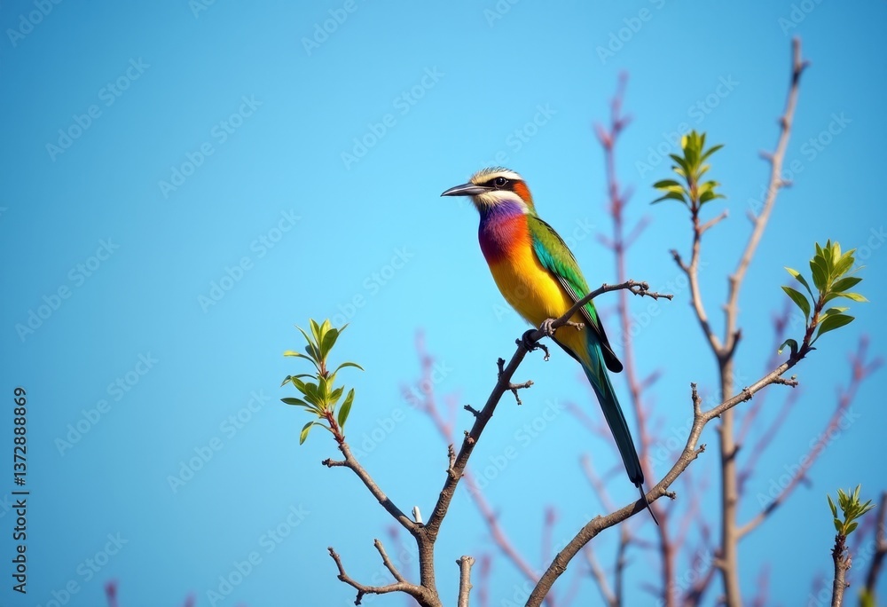 A colorful bird sitting on top of a tree branch A colorful bird sitting on top of a tree branch