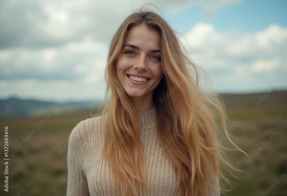 A woman with long blonde hair smiles at the camera A woman with long blonde hair smiles at the camera
