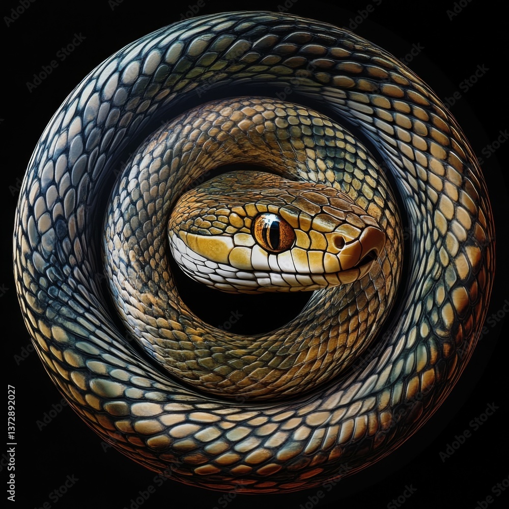 Fototapeta premium A close up of a snake on a black background
