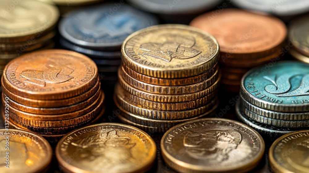 A pile of coins sitting on top of each other A pile of coins sitting on top of each other