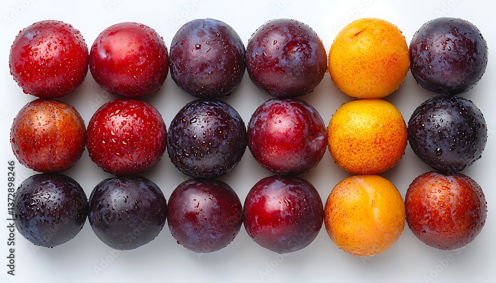 Fresh plums with colorful arrangement. Fresh plums with colorful arrangement.