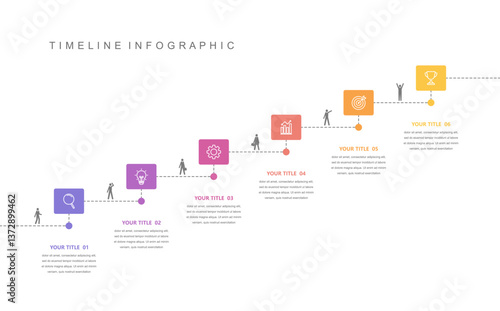 Business road map timeline infographic concept. with icons and 6 options, Corporate milestones graphic elements. workflow layout, diagram, report, web design. Creative, vector