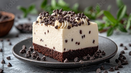 Wallpaper Mural A slice of cheesecake on a plate with chocolate chips Torontodigital.ca