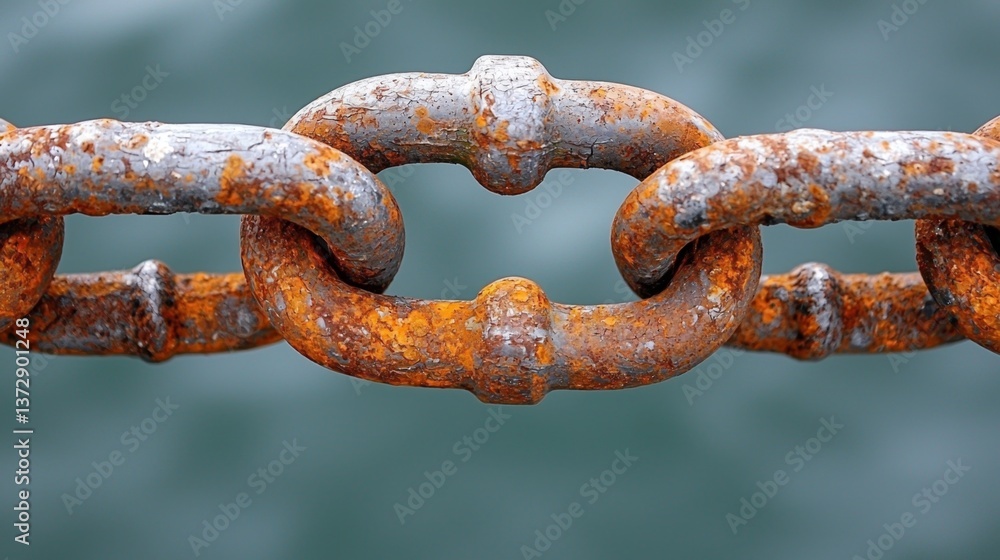 A rusty metal chain with rust on it A rusty metal chain with rust on it