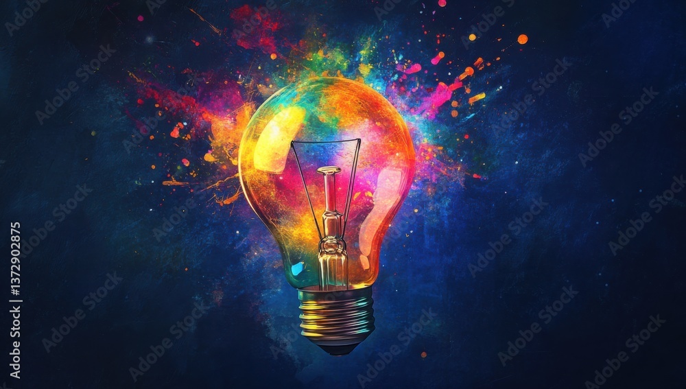 Creative lightbulb concept with vibrant colors and abstract design Creative lightbulb concept with vibrant colors and abstract design