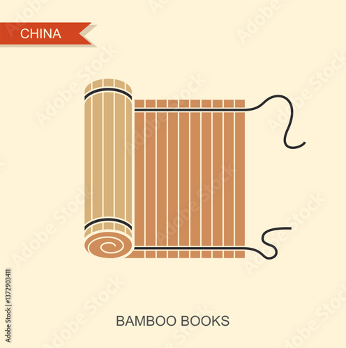 Bamboo scroll taoism glyph icon vector. Chinese bamboo scroll taoism sign. isolated symbol illustration