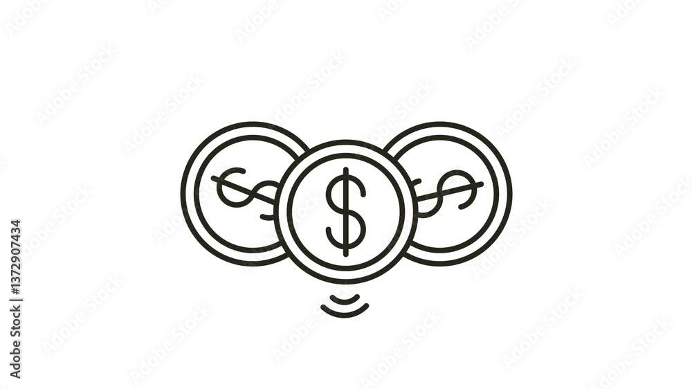 line art Money Icon Animation Symbol of Finance, Wealth and Transactions. line art Money Icon Animation Symbol of Finance, Wealth and Transactions.