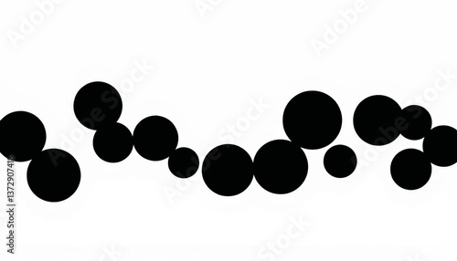 Black circular shapes arranged in a wave pattern creating a minimalist design on a white background