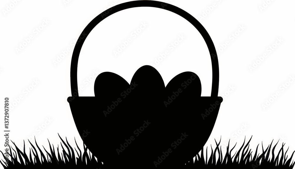 Easter basket filled with eggs resting on grass, symbolizing springtime traditions and celebrations Easter basket filled with eggs resting on grass, symbolizing springtime traditions and celebrations