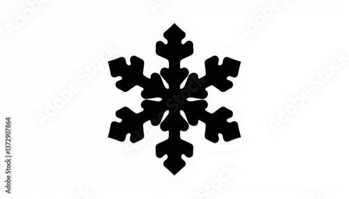 Intricate black snowflake design showcasing winter beauty and nature's artistry in a minimalist style