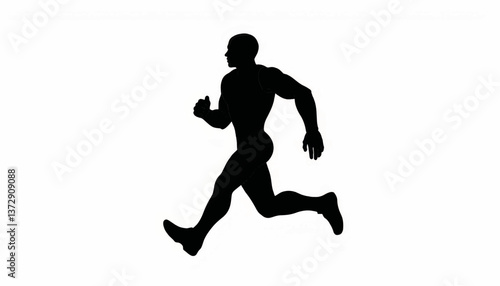 Silhouette of a runner in motion against a plain background capturing the essence of speed and determination
