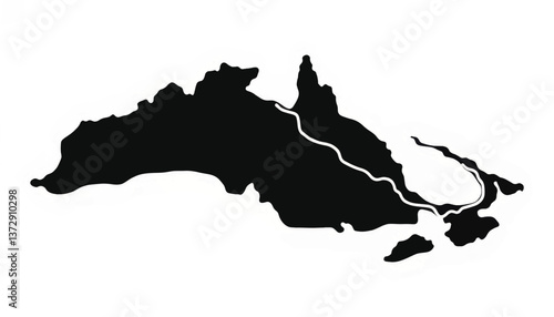 Outline representation of Australia's map showcasing geographical features and coastline details
