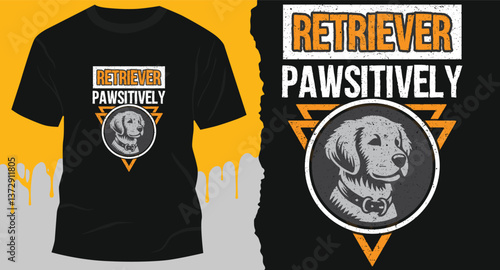 retreiver pawsitively vintage typography grange t shirt design sv g free vector