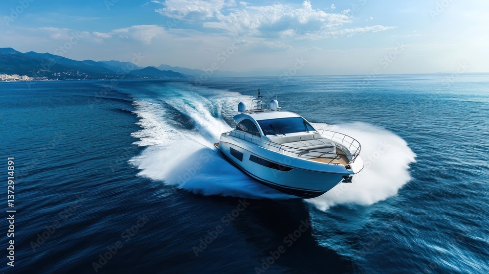 Fototapeta premium Luxury Yacht Cruising the Mediterranean Sea