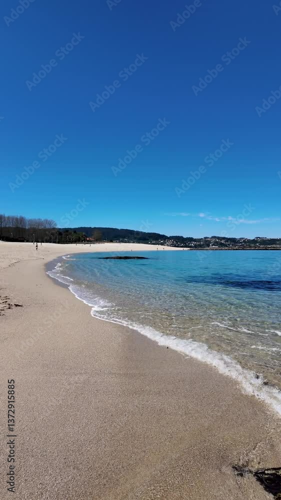 Serene Beach with Tranquil Clear Waters and Sand in Bueu Serene Beach with Tranquil Clear Waters and Sand in Bueu