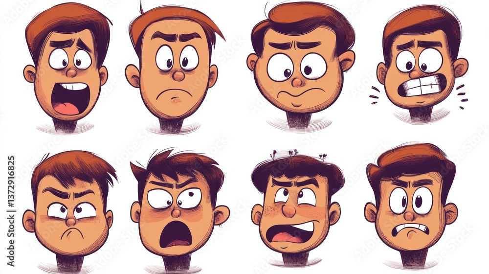 A collection of cartoon faces depicting various human emotions A collection of cartoon faces depicting various human emotions