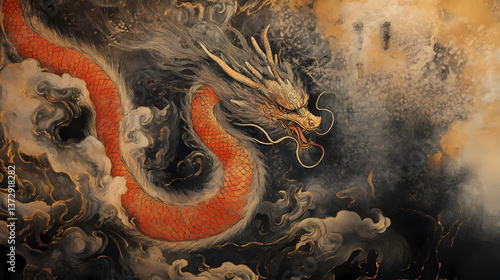 Mystical Energy: Abstract Chinese Dragon in Motion