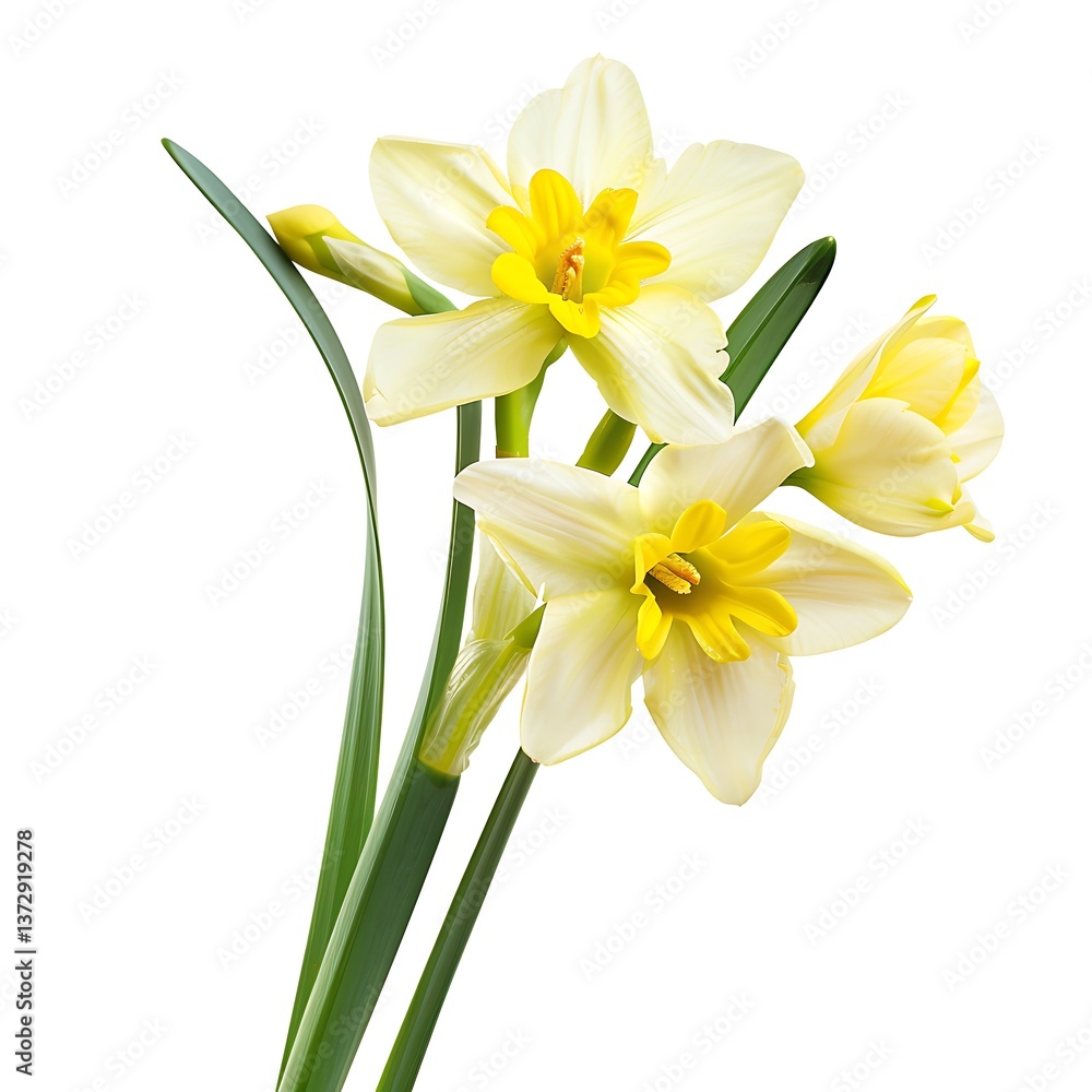 Fototapeta premium Jonquil Flower on White Background