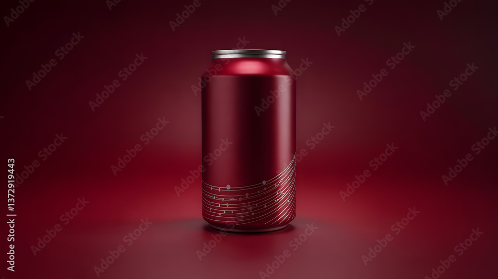Crimson Can: A studio shot showcases a sleek, red beverage can with a modern design, placed in a carefully lit environment that accentuates its form and color. Crimson Can: A studio shot showcases a sleek, red beverage can with a modern design, placed in a carefully lit environment that accentuates its form and color.