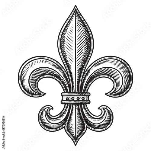 fleur de lis symbol engraving vector illustration