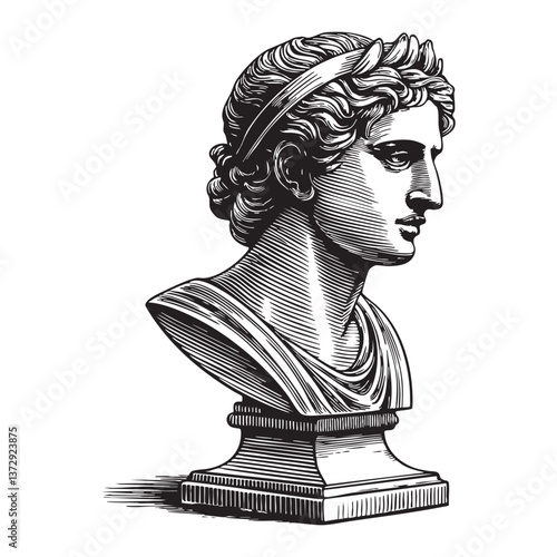 garden statue engraving vector illustration