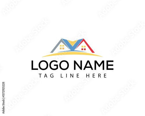 Abstract Illustration of house building  work mark real estate graphic vector House logo Logo design.