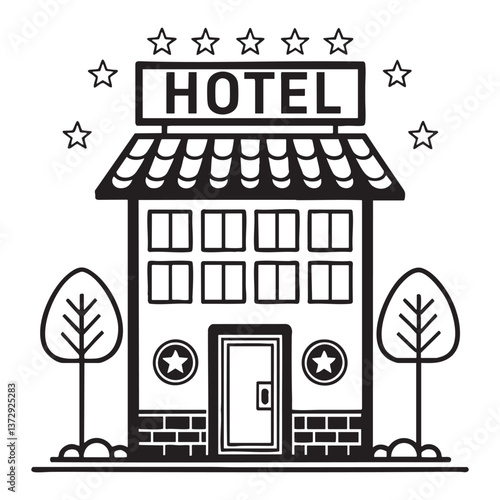 hotel engraving vector illustration