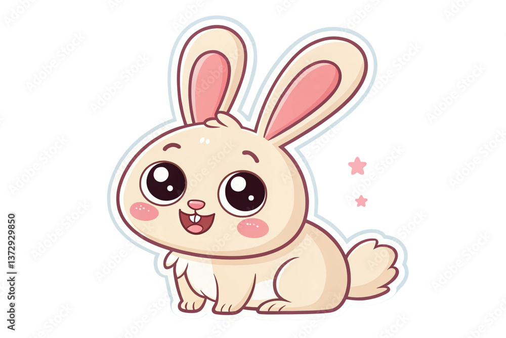 Sticker template rabbit cartoon design, Kawaii expression cute character funny isolated on transparent background - generated by ai Sticker template rabbit cartoon design, Kawaii expression cute character funny isolated on transparent background - generated by ai