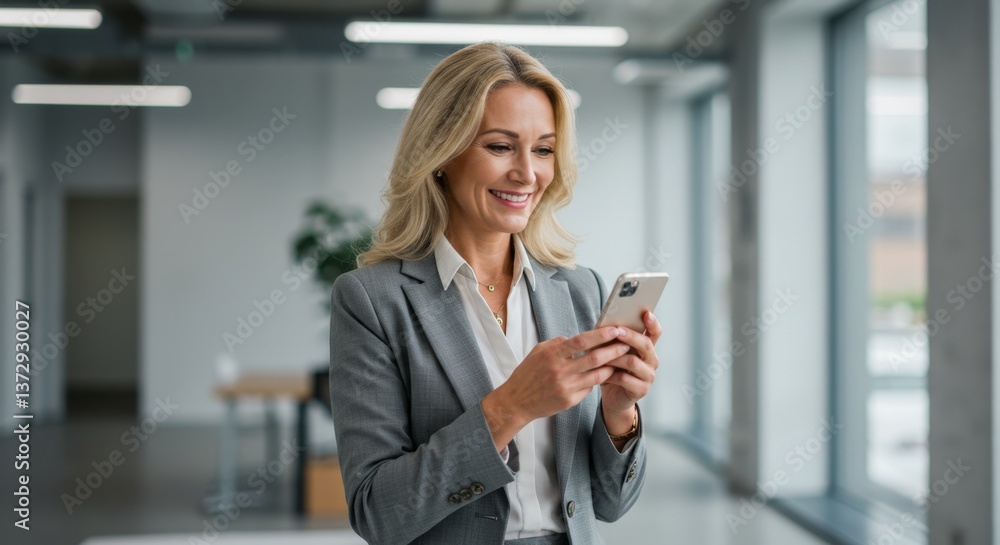 Businesswoman using smartphone in modern office Businesswoman using smartphone in modern office