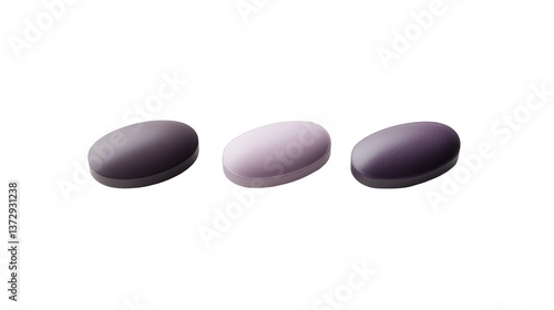 Easter eggs in different shades of gray and purple on a white background, png