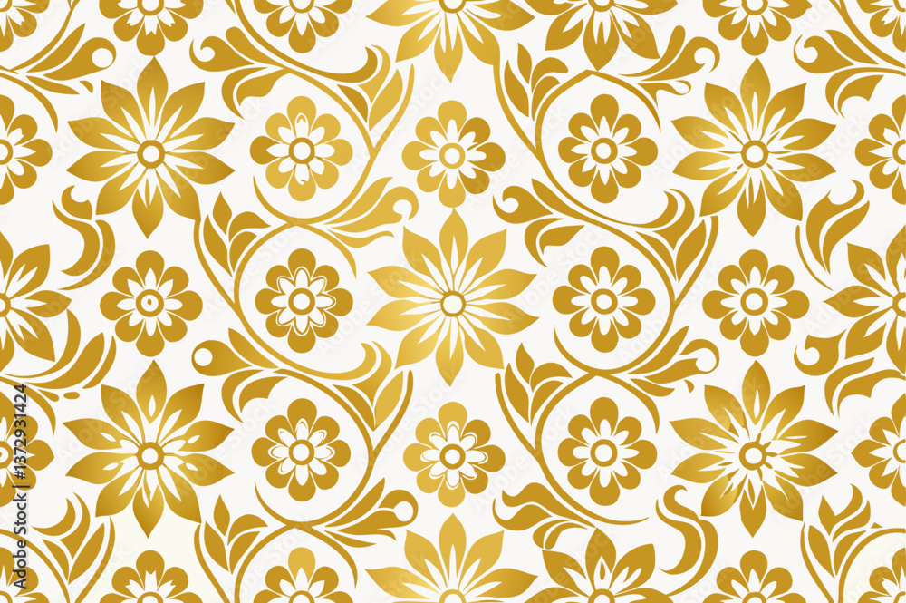 Abstract ornate golden flowers and leaves seamless pattern. Vector illustration. Abstract ornate golden flowers and leaves seamless pattern. Vector illustration.