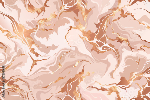 Golden pink marble seamless premium background. Vector illustration.