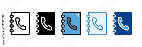Phone Book Icon Set Multiple Style Collection