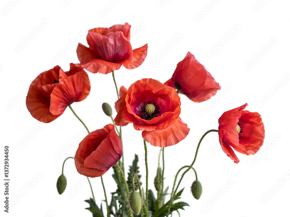 Obraz premium Red poppies symbolizing Anzac Day, Remembrance Day, Memorial Day, and Veterans Day