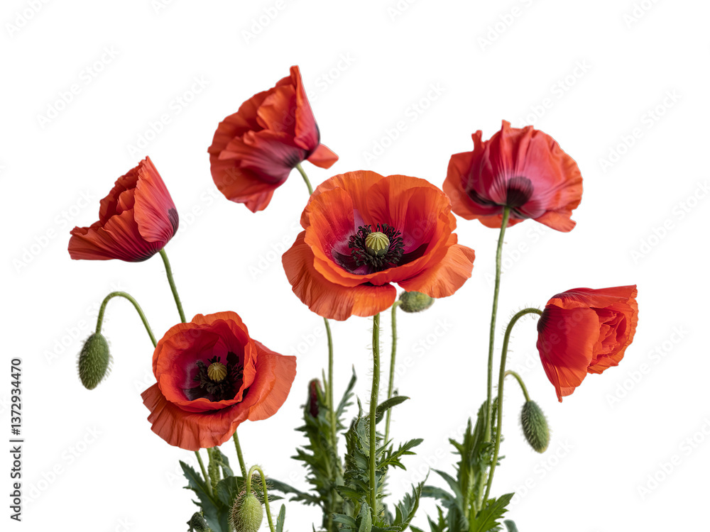 Fototapeta premium Red poppies symbolizing Anzac Day, Remembrance Day, Memorial Day, and Veterans Day