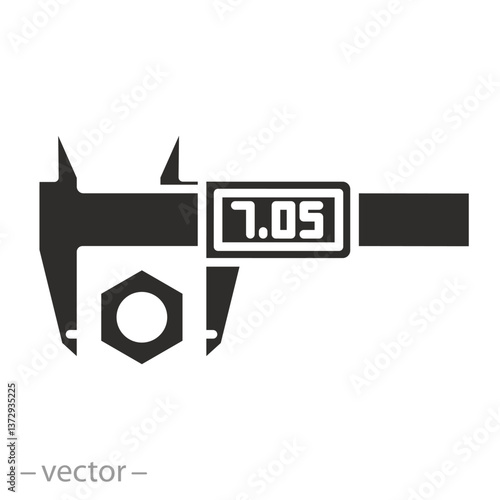 calibration icon, vernier caliper, slide gauge, flat vector illustration