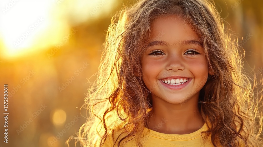 A child’s radiant smile, captured in perfect golden-hour lighting A child’s radiant smile, captured in perfect golden-hour lighting