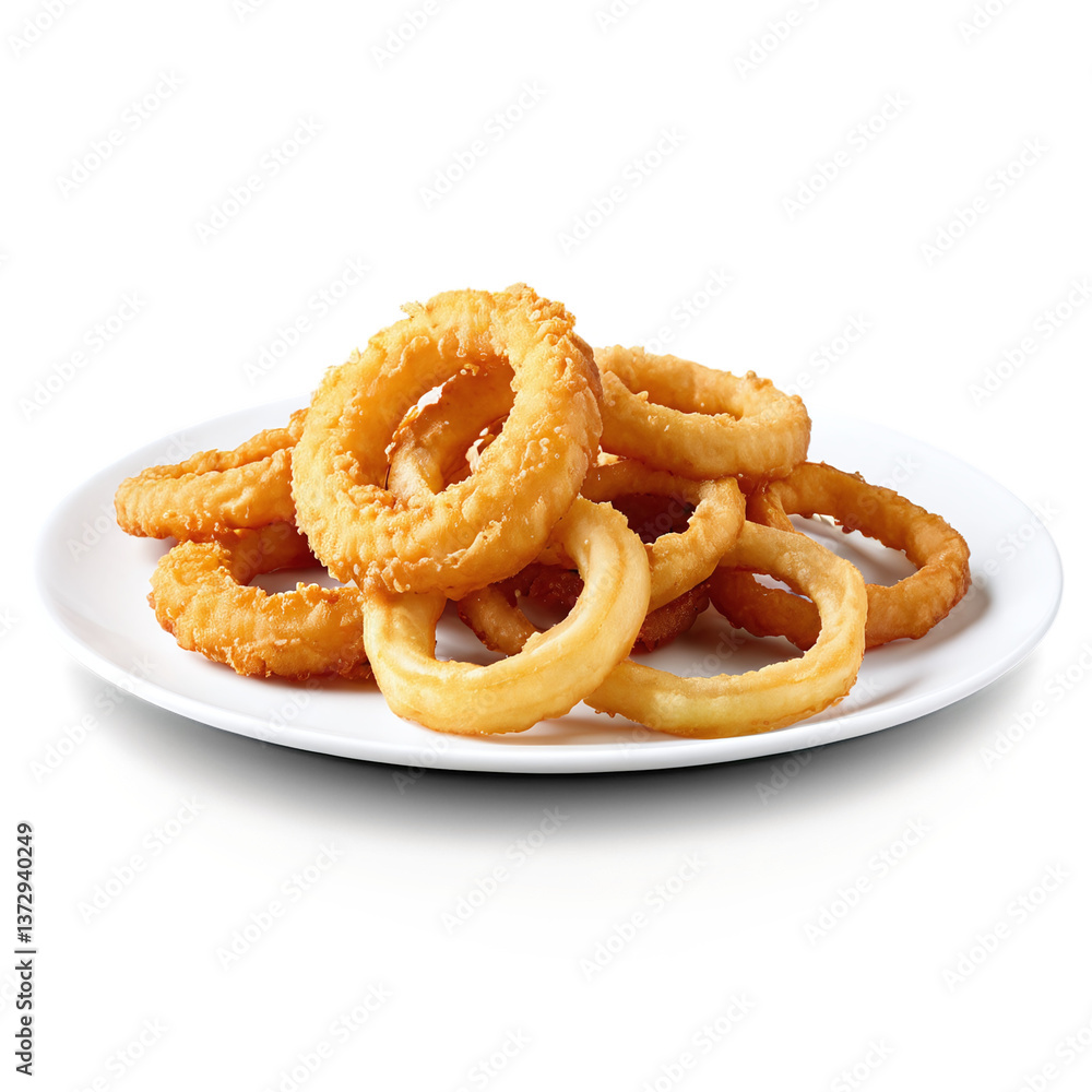 fried onion rings on a plate isolated on transparent background fried onion rings on a plate isolated on transparent background