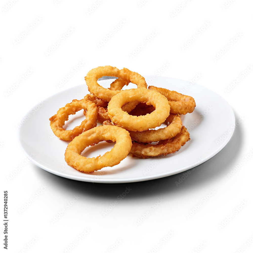 fried onion rings on a plate isolated on transparent background fried onion rings on a plate isolated on transparent background