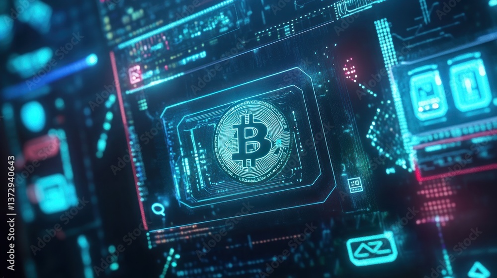 Bitcoin Digital Currency: Futuristic Interface Bitcoin Digital Currency: Futuristic Interface