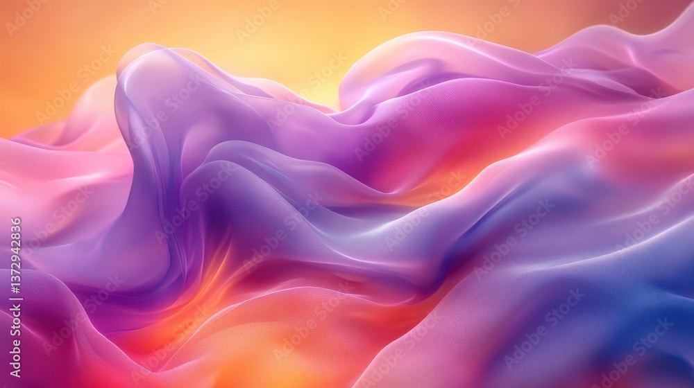 Fototapeta premium Abstract Colorful Flowing Fabric Waves in Soft Gradient Hues