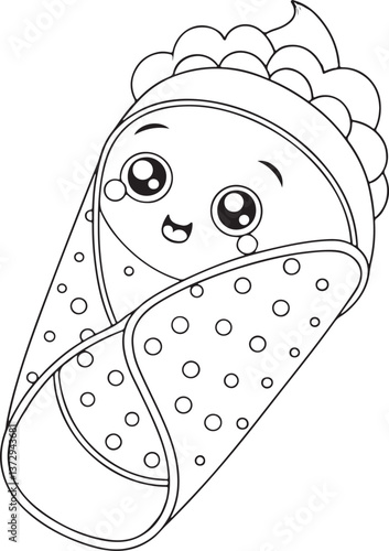 Happy cannoli pastry coloring sheet for children's creative fun projects.