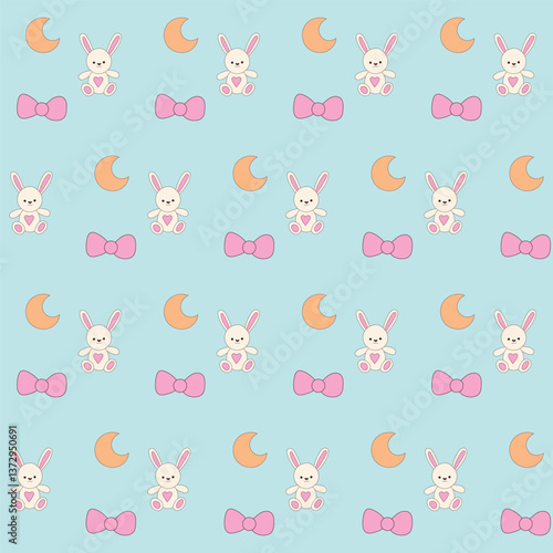 Baby Clothing Textile Seamless Swatch Background. Hand Drawn Doodle Funny Cute Infant Fabric Pattern. Cute Kawaii Whimsical Wrapping, Wallpaper Nursery Design. Vintage Elegant Retro Style. Nappy Cover