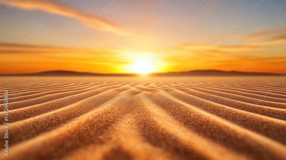 Naklejka premium A desert where the sand transforms into liquid gold at dusk