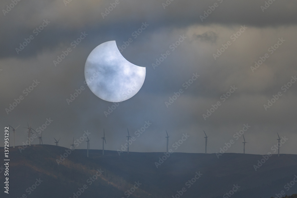 Partial solar eclipse in Galicia, Spain
