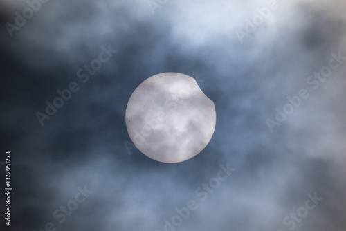 Obraz na płótnie Partial solar eclipse in Galicia, Spain w salonie