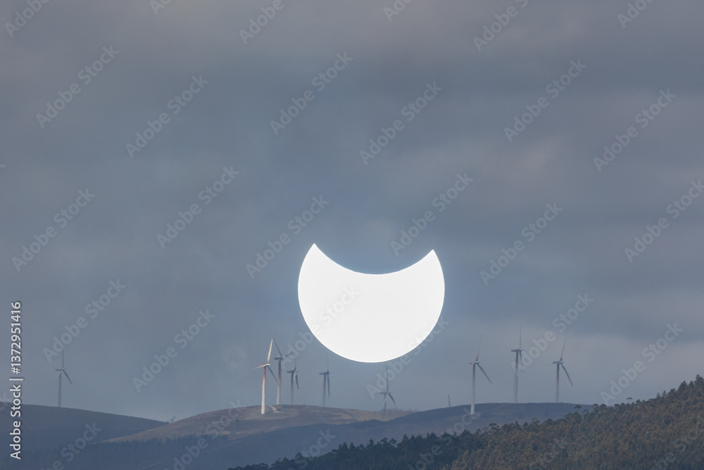 Partial solar eclipse in Galicia, Spain