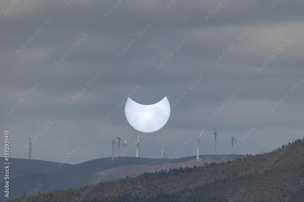 Partial solar eclipse in Galicia, Spain