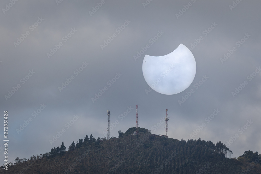 Partial solar eclipse in Galicia, Spain